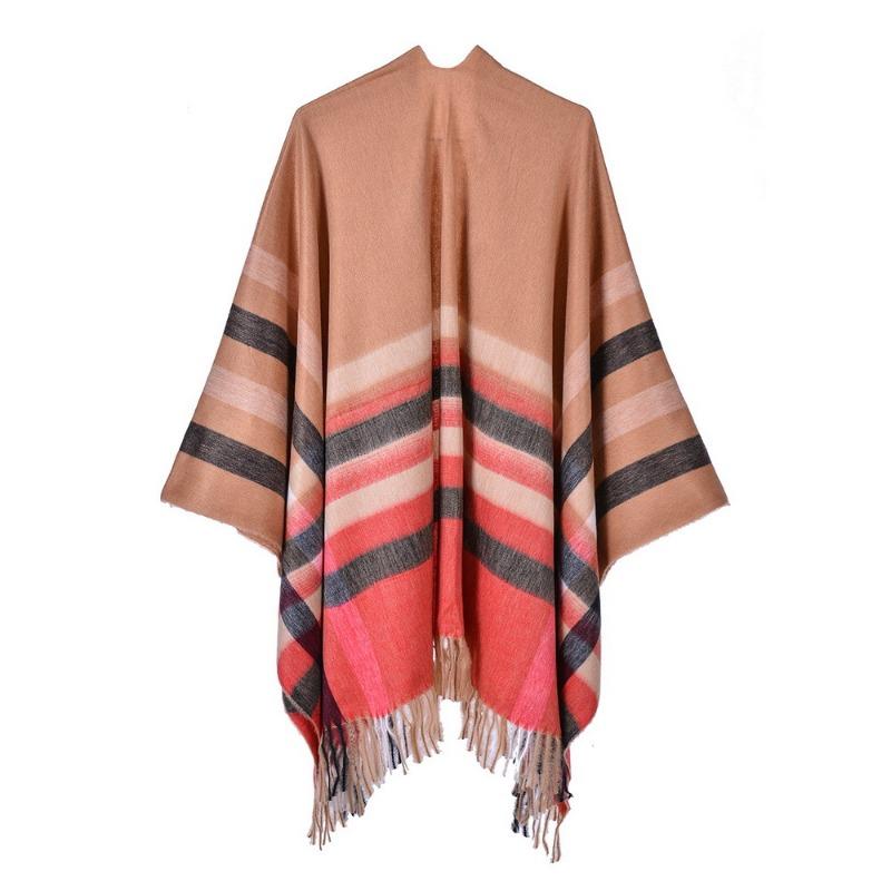 Women S Plaid Tassel Scarf Warm Dual Use Shawl European Fashion