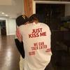 Po prostu pocałuj mnie, możemy porozmawiać później Koszulka Męska Damska Zabawny Romantyczny Cytat Mas Amor Por Favor Streetwear Bawełniana Krótki Rękaw