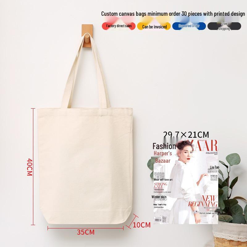 Black Canvas Tote Bag with Logo Print - Eco-friendly for Students