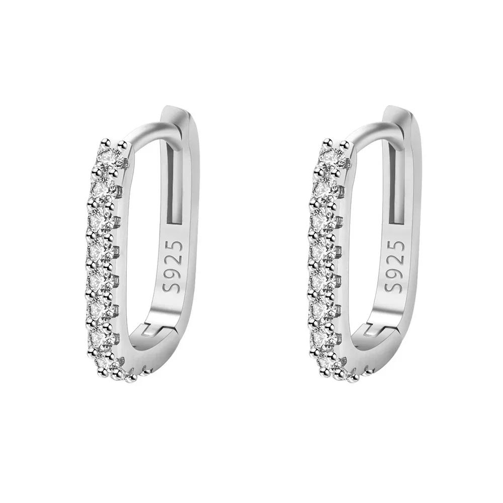 925 Sterling Silver  Circle Hoop Earrings for Women Fashion Luxury  Crystal Zirconia Earrings Party Wedding Versatile Jewelry