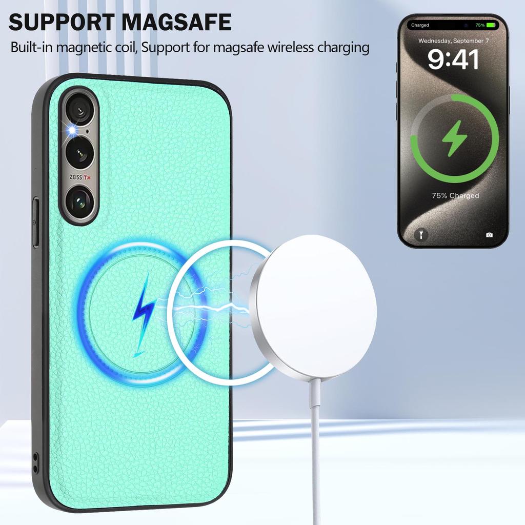 For Sony Xperia 1 VI Magnetic Case TPU+PU Leather Phone Back Cover with Detachable Card Holder