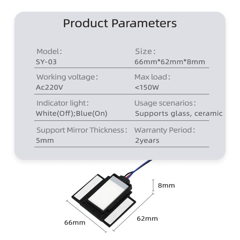 Single Touch On/Off LED Light High Voltage Mirror Touch Switch for AC 220V LED Light
