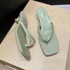 Square Toe Clip On Casual Beach Flip Flops for Women with Slim Heels and Sandals for Women