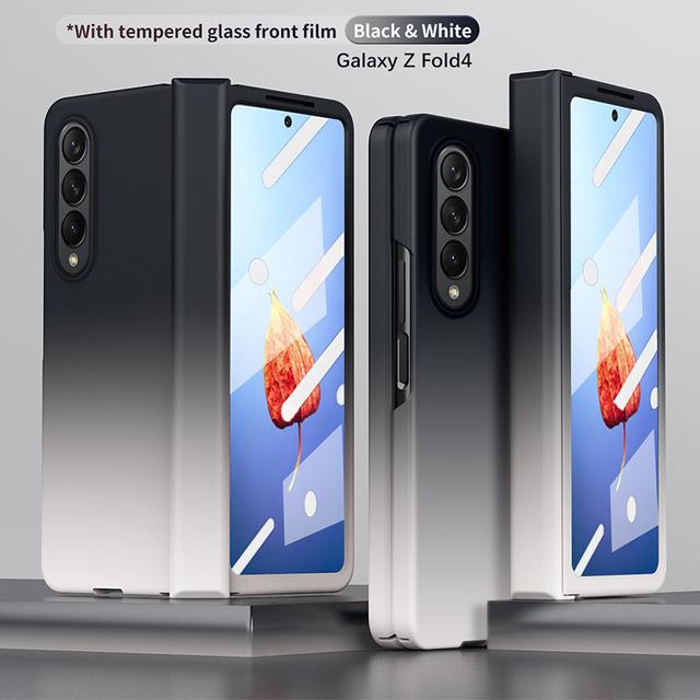 Pro Samsung Galaxy Z Fold 4 pantové pouzdro na telefon Fold2 Fold3 Fold4 Case Gradient Ultra Slim Anti-Drop Cover with Tempered Glass Film