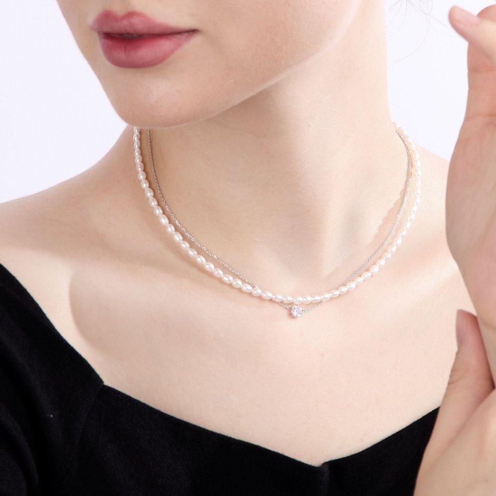92.5 Silver Simulant Diamond 6-Prong Classic Necklace Ss323N