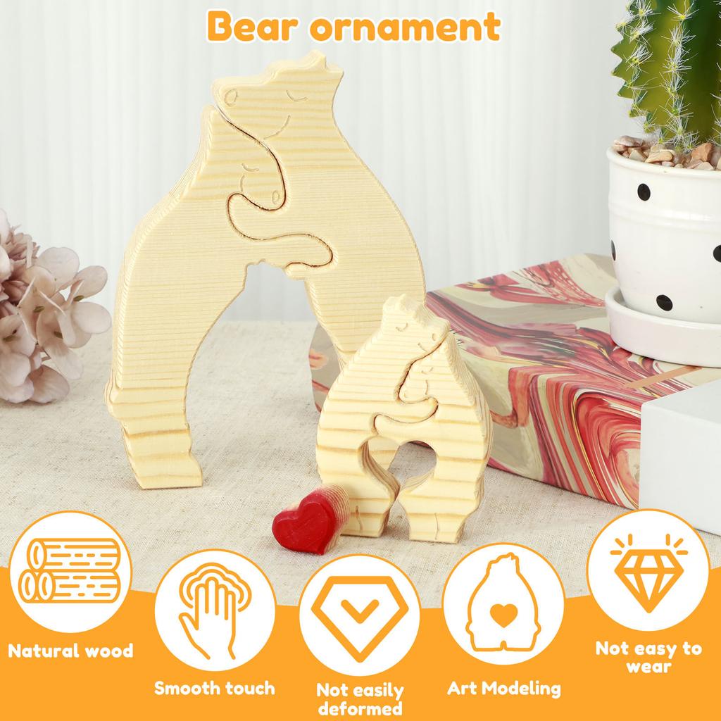 3Pcs Wooden Bear Puzzle Decorative Bear Family Wooden Puzzle Creative Wooden Bear Jigsaw Puzzle Personalized Bear Family Wooden