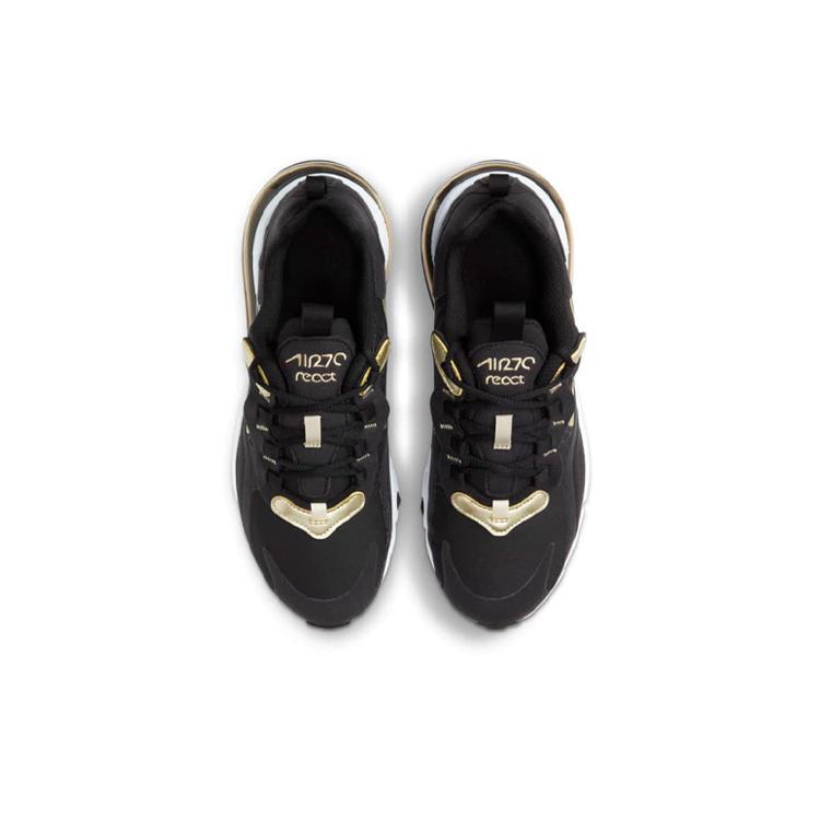 New Nike Air Max 270 React Black Metallic Gold Star GS BQ0103-018
