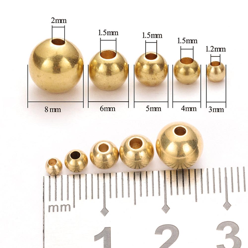 

50pcs 3-8mm Original Brass Beads Silver Bead Round Ball Spacer Loose Beads for Bracelet Necklace Jewelry Making DIY Accessories Dia 3mm