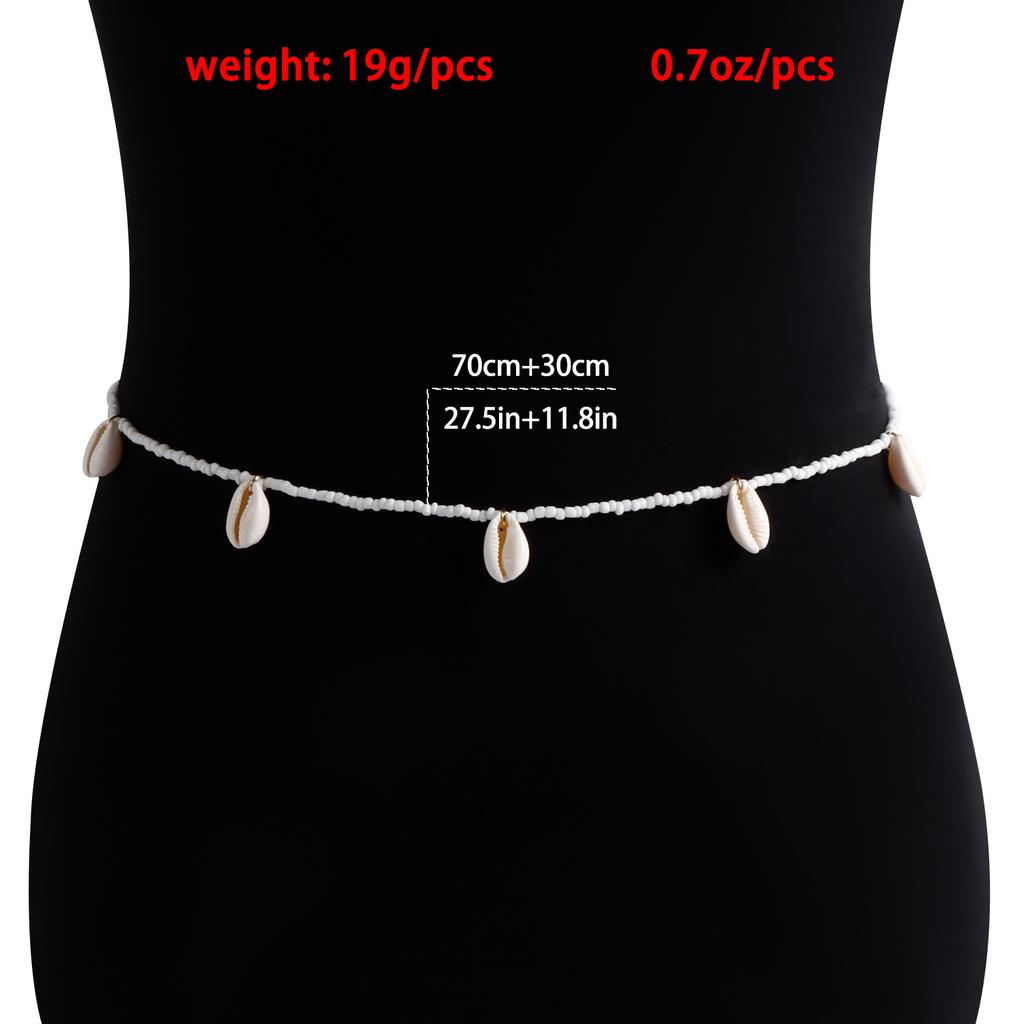 European and American foreign trade jewelry, bohemian white rice bead handmade beaded waist jewelry, casual beach shell waist chain