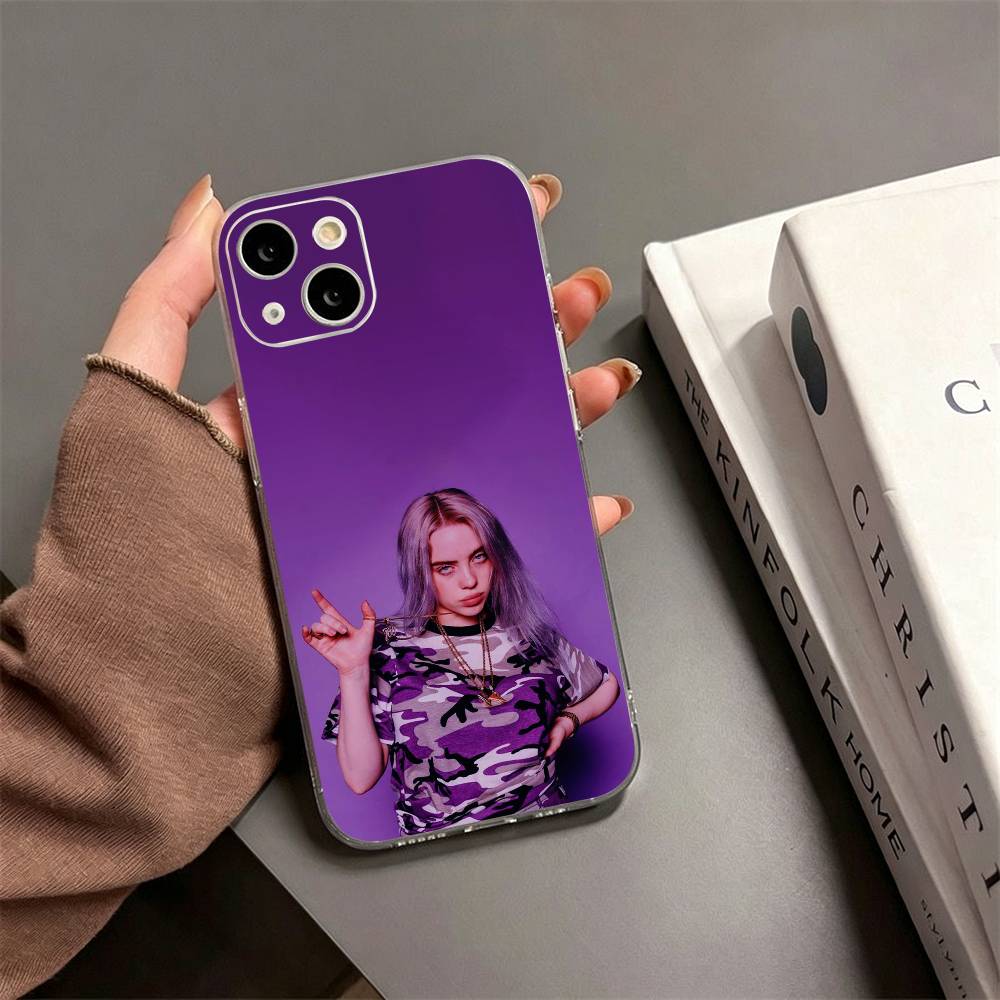 Singer B-Billie Eilish Phone Case For iPhone17,16,15,14,13,12,11 Plus,Pro Max Soft Transparent Cover