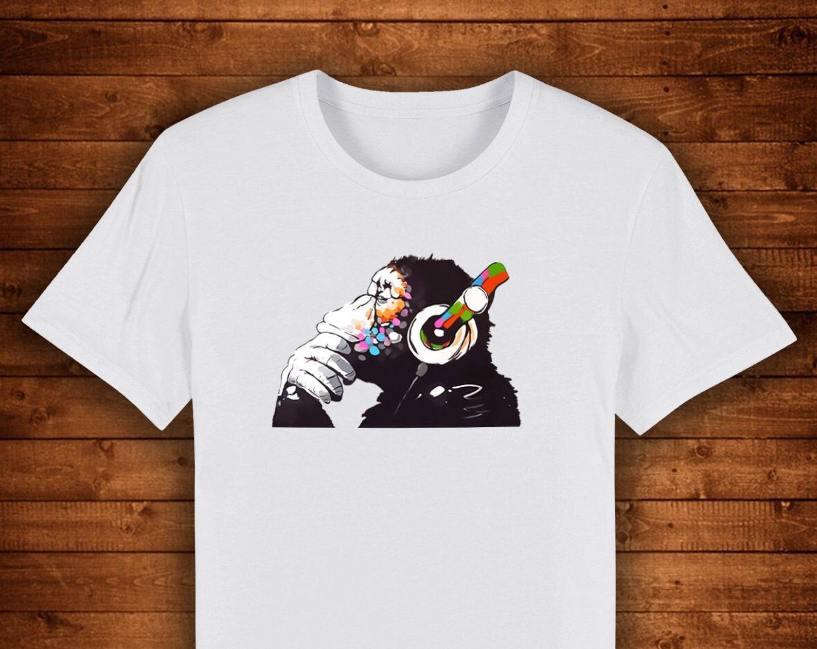 Banksy Monkey Art T shirt: Urban Streetwear, Organic Cotton S