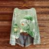 Women's Fashion Christmas Print Lightweight Sweater Casual Long-Sleeve Knit Pullover Top
