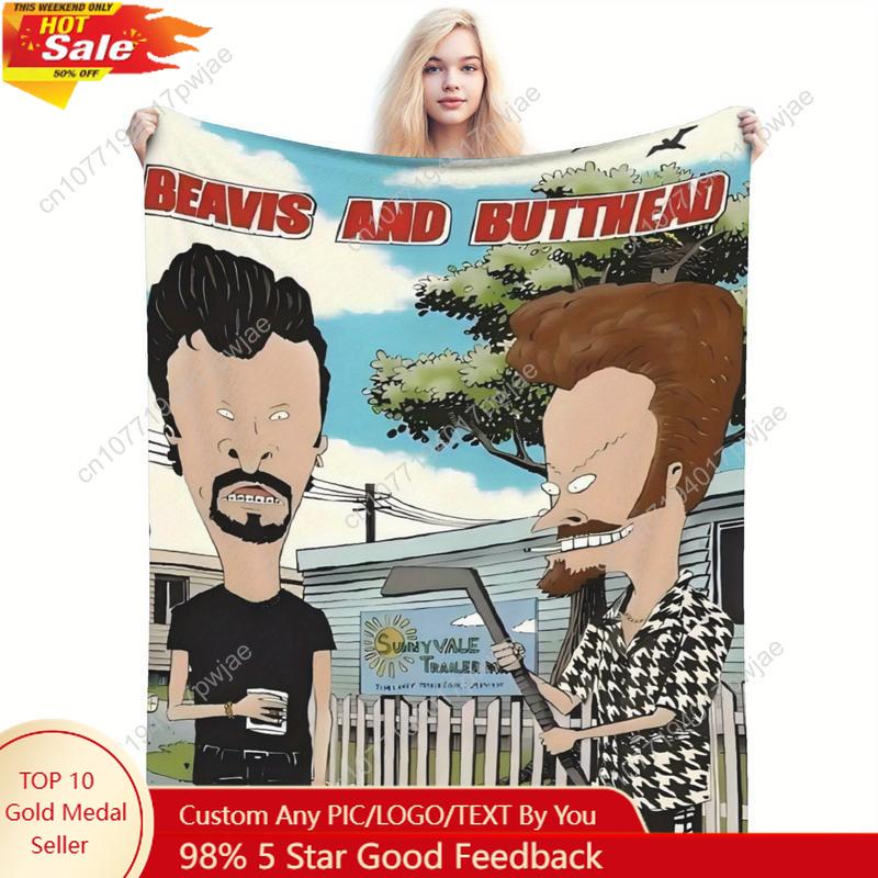 Beavis and Butthead Character Flannel Blanket  Durable comfortable fabric for all seasons perfect for sofas beds Custom blankets