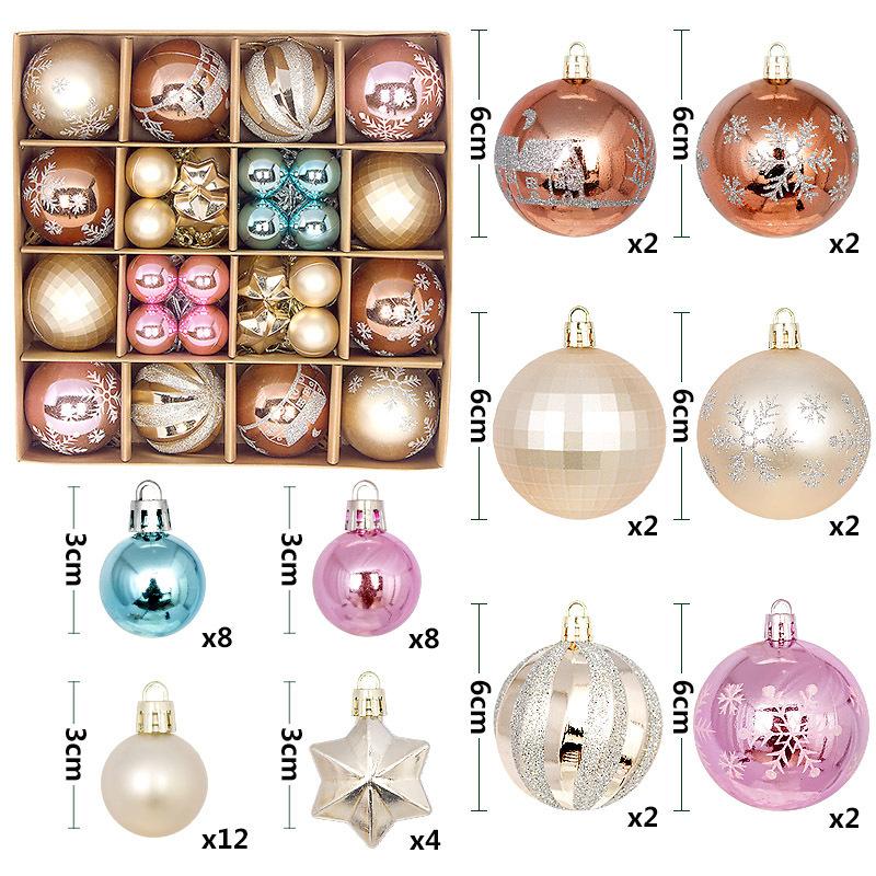 

New Christmas Ball Decoration Gift Box Set Painted Electroplated 44pcs Round Ball Special-shaped Christmas Ball Pendant One Size