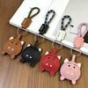 Keychain Pendant Imitation Leather 3D Piggy Shape Key Pendant with Metal Ring Anti-Slip Lanyard Bag Charm Accessory