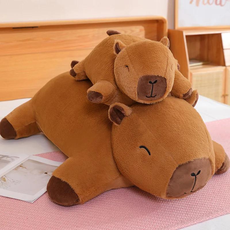 Big Size Capybara Plush Toy Mat Stuffed Giant Capibara Floor Lazy Sofa Cushion Riding Horse for Kids BirthdayDecor Toys