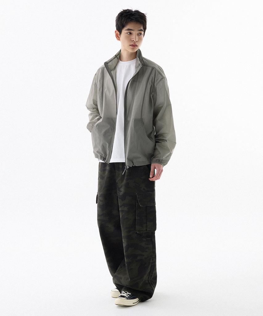 Filluminate Sheer Seam Line Windbreaker - Grey