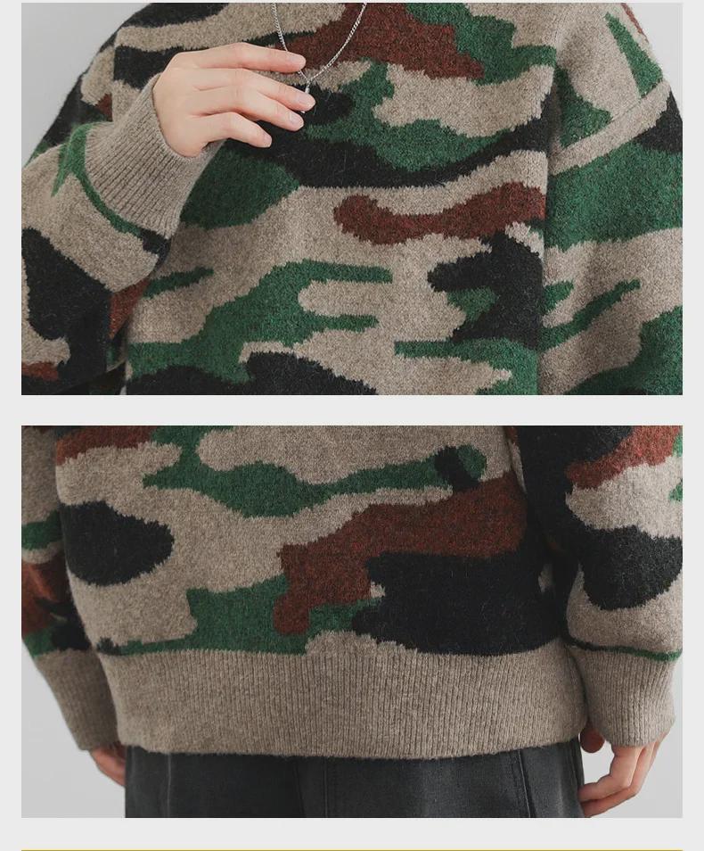 Herren Amerikanischer Retro Camouflage Locker Lässiger Rundhals-Pullover