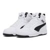 Puma Rebound V6 Mid Durable Shock Absorption Kids Skate Shoes Kids Skate Shoes White Black 393831-02