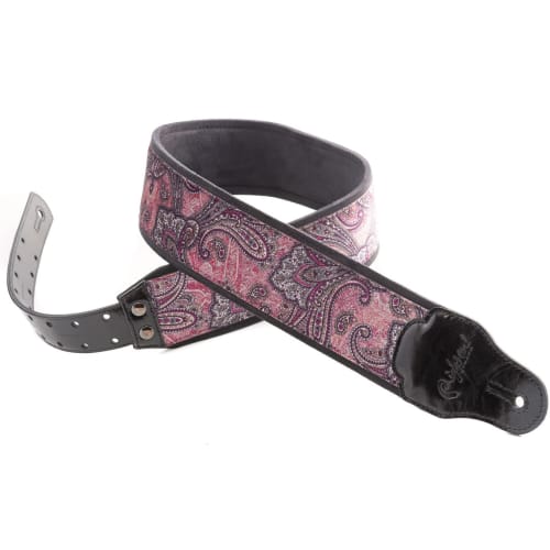 RightOn! STRAPS Guitar Strap, 7cm Wide, 95-150cm Long, PAISLEY VELVET-70 BURGUNDY