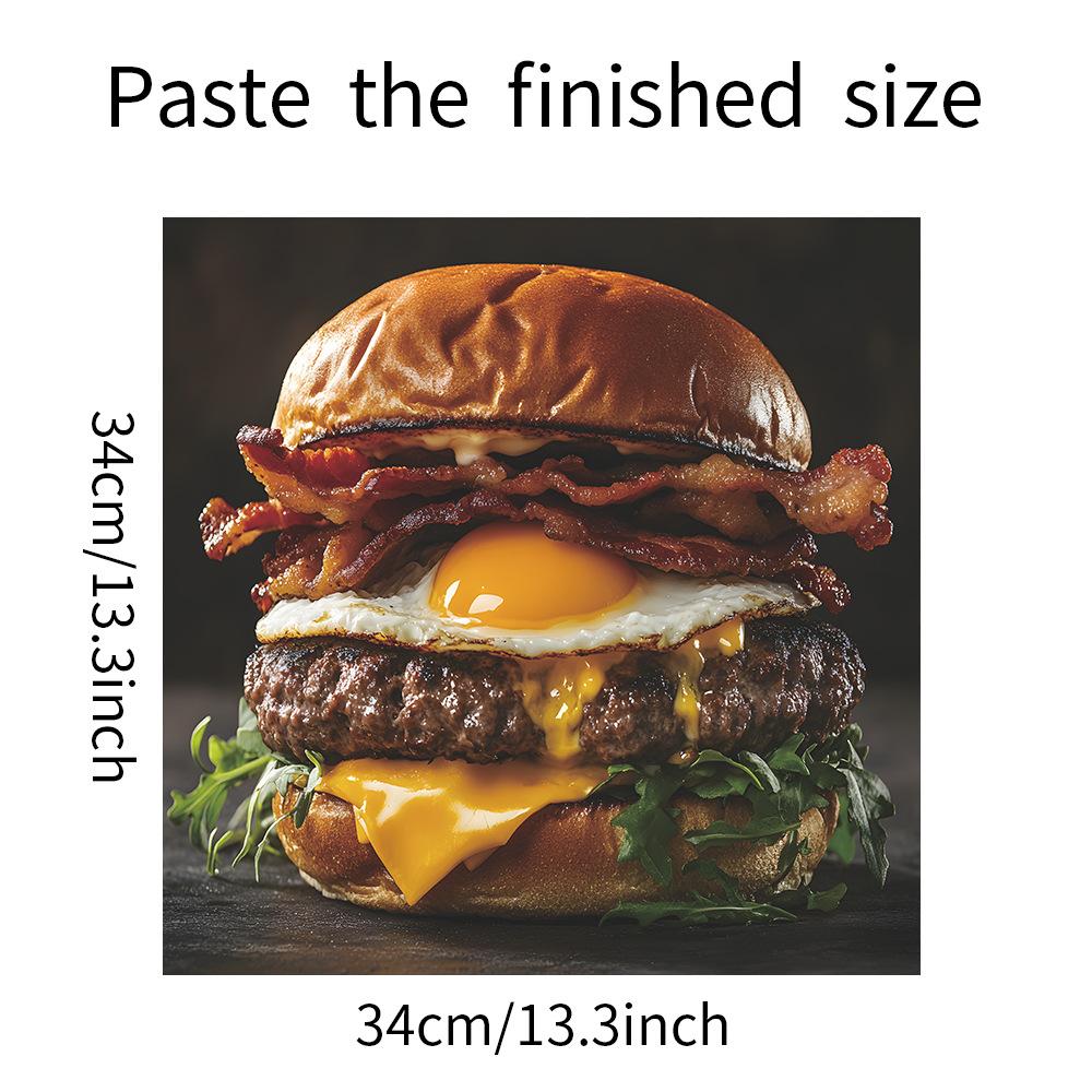 

Американский говяжий бургер Кухня Ресторан Домашний фон Ландшафтный дизайн Декоративные наклейки Самоклеящиеся 34*34cm/fun-f326
