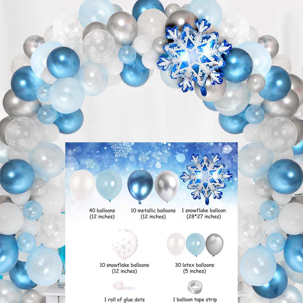 Frozen Blue Theme Birthday Decoration Balloon Set Princess Elsa Anna Aluminum Film Children'S Party Arrangement