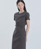 Mausolleum Belted Round Neck Long Suit Dress - Charcoal