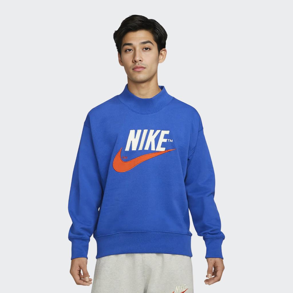 Nike Trend Capsule Logo Embroidered Sport Sweatshirt With Stand-Up Collar Men Tops Blue DM5274-480