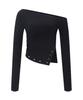Peullijeunopallou Remy Unbal Shirring Long Sleeve Top (Black)