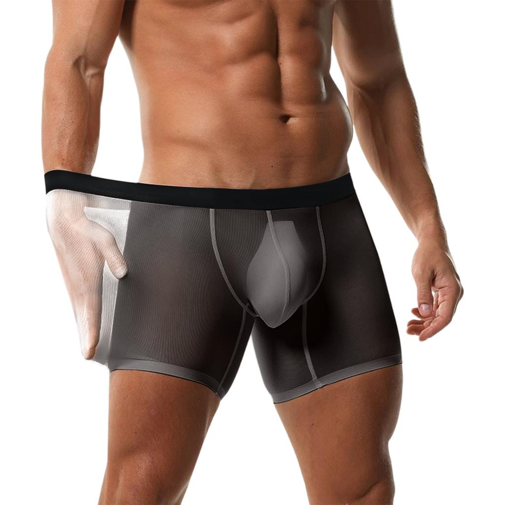 Men's Boxer Underpants, Ice Mesh Breathable Underpants, Sports Extension, Reverse Crotch Shorts