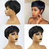 Elegant Pixie Cut Synthetic Wigs Short Hair Straight Black Wigs With Bangs For Women