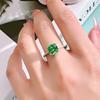Women Jewelry Set Luxury Emerald Ice Cut Princess Square Pendant Necklace and Simple Green Diamond Ring