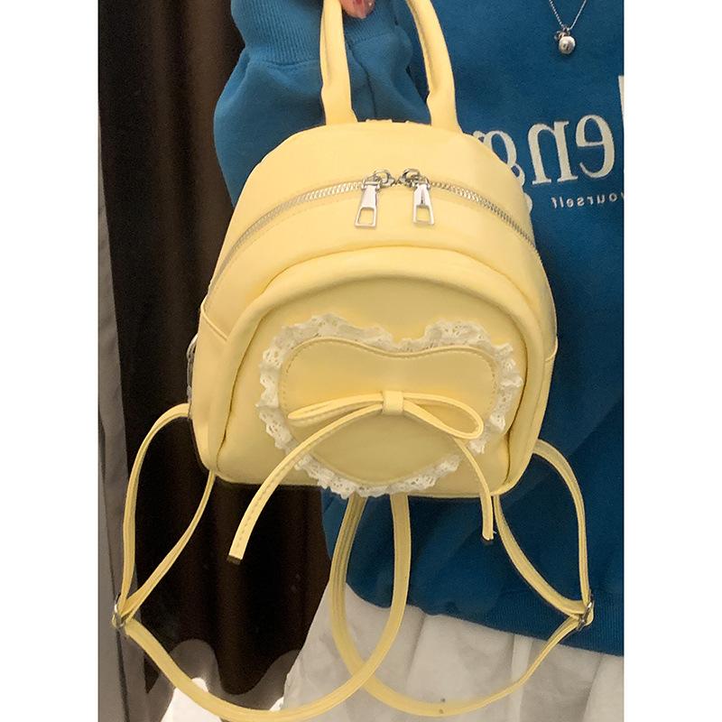 

Korean sweet and cute backpack women s 2025 new fashion love lace backpack college style handbag жёлтый