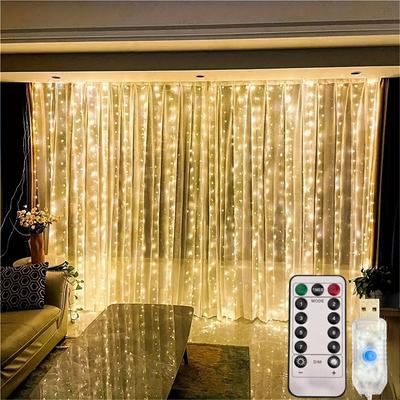 Weihnachtsbeleuchtung LED-Feen-Lichterkette Vorhang Lichter 8 Modi Fernbedienung USB-Festoon Weihnachtsdekor für Zuhause Urlaub Neujahr Lampe