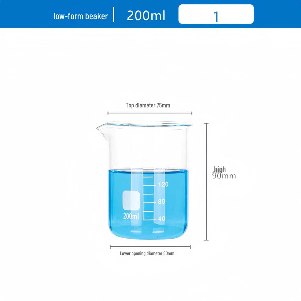 Pahar de laborator gradat din sticlă borosilicată de înaltă calitate, rezistent la căldură, disponibil în mărimi de 5/50/100/250/1000/2000ml