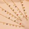 European Style Stainless Steel Crown Cross Necklace with Colorful Diamond Pendants for Women