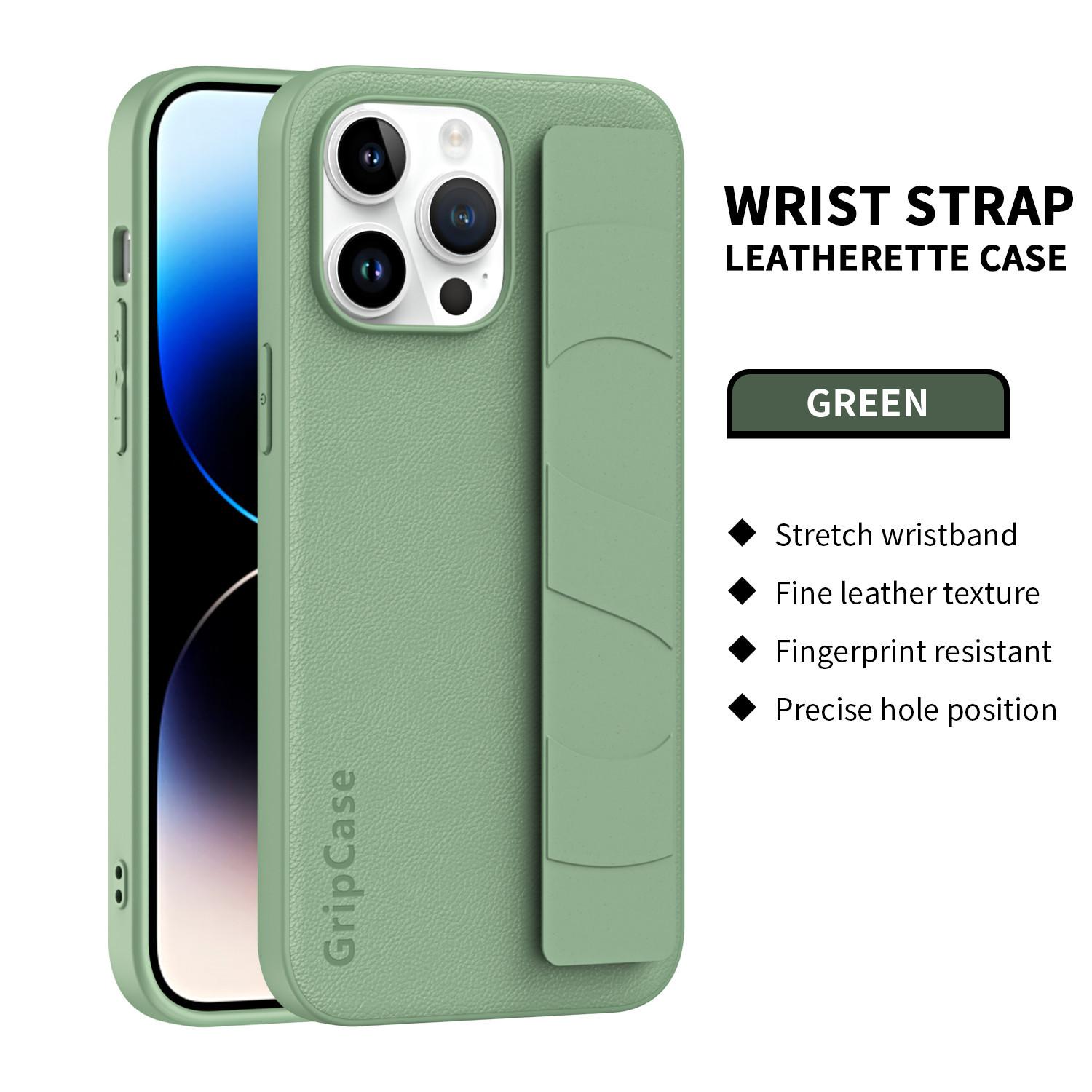 

Роскошный чехол-ремешок для запястья для iPhone 15 Pro Max 14 Plus 13 Pro, защитный противоударный мягкий чехол с полной защитой, выдвижной чехол For iPhone 14 зелёный