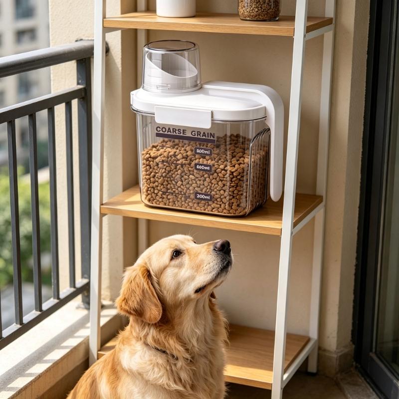 Little Household Canister With See Through Body And Slip Resistant Bottom Ideal For Storing Dry Pet Meals