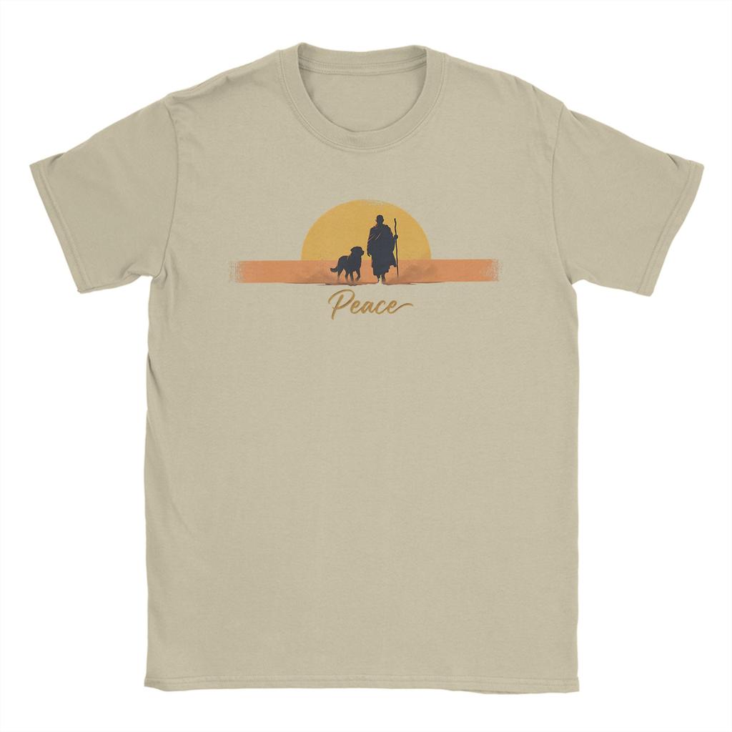 Streetwear T Shirt Summer Peace Minimalist Zen Art Walk For Peace Monks With Aloka Dog  Trendy TShirts  100 Cotton Tee Shirt