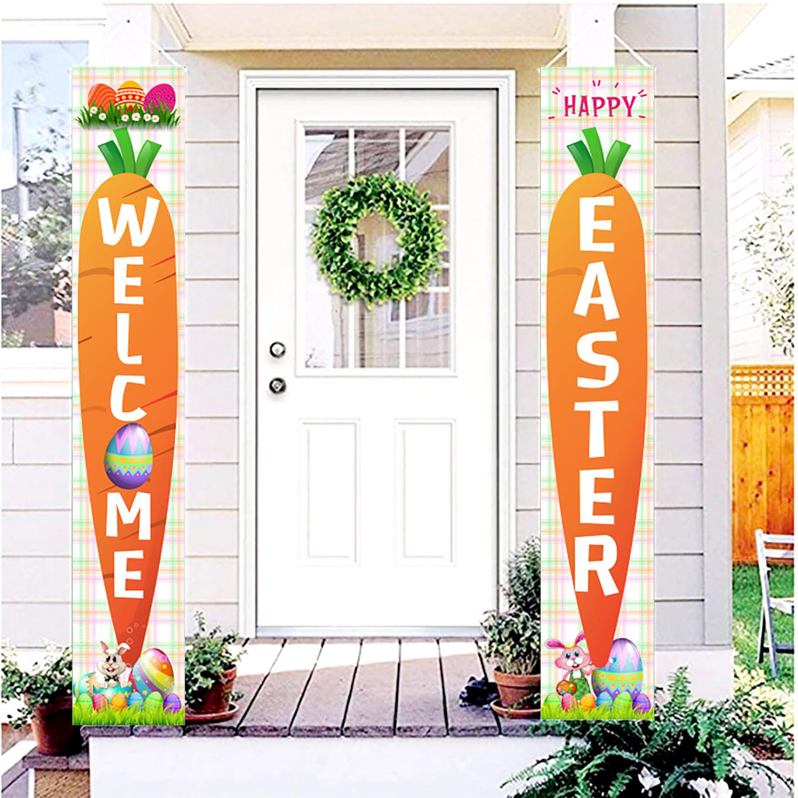 

Easter Decorations Banner Porch Sign Welcome Hanging Front Door Decor Happy Easter Banner 30X180CM