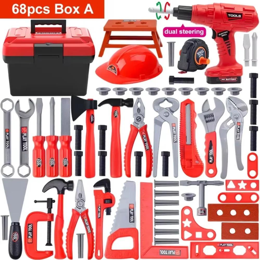 Kids Repair Toolbox Toy Set, Simulation Engineering Tools with Drill, Educational Pretend Play Gifts for Boys