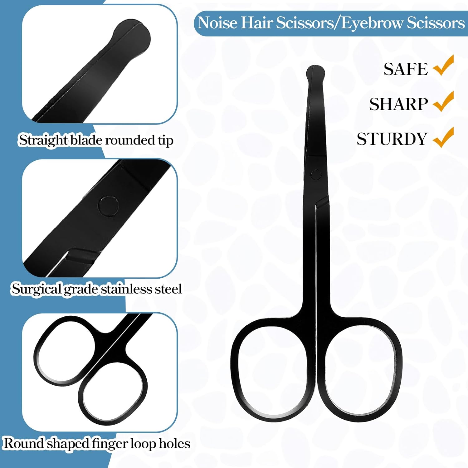 Giantree 4 Pcs Eyebrow Scissors with Comb, Multipurpose Grooming Kit, Small Grooming Scissors with Non-Slip Finger Grips for Men Women Eyebrow