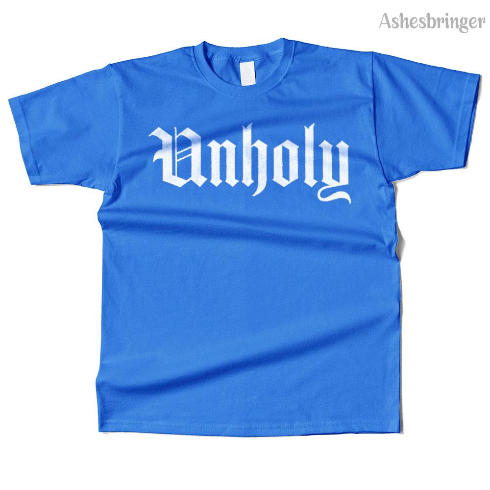 Mens Cotton Unholy Champion Graphic High Quality T Shirt Street Casual Style Tee for Men and Women