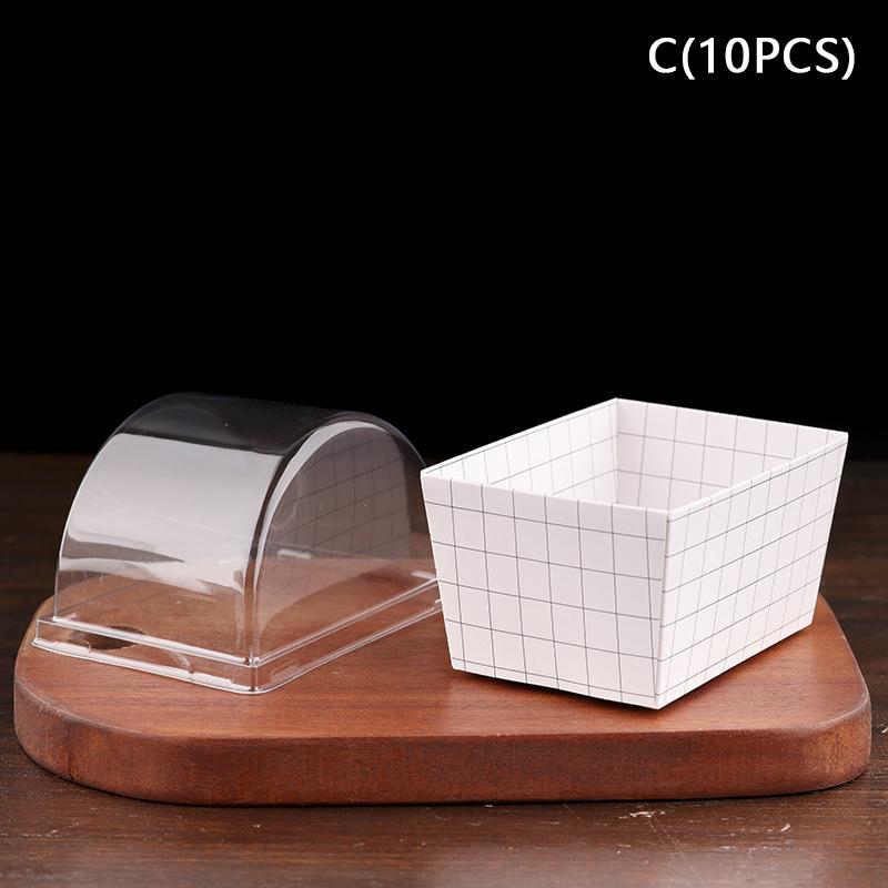 10Pcs Sandwich Burger Wrapping Packaging Box Toast Bread Oilproof Holder With Lid Take Out Box Pastry Tray Bakery Party Gift