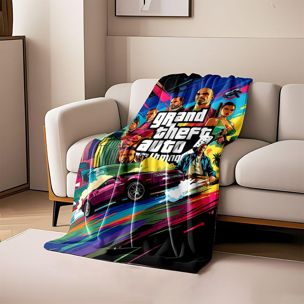 

Bold text and vibrant artwork featuring cars, characters, and a cityscape. for all seasons blanket lunch break throw gift 80cm x 120cm
