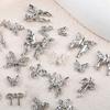 20Pcs Silver Alloy Butterfly Nail Art Bow Charms Accessories Parts For Manicure Doecr Retro Nails Decoration Design Supplies