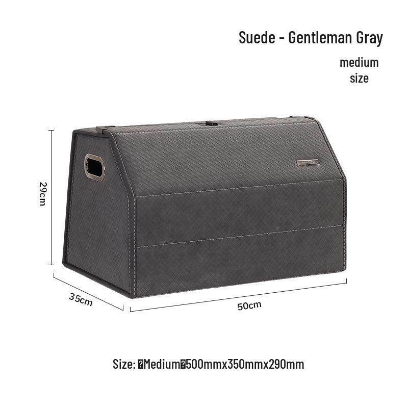 Großer Kofferraum-Organizer für das Auto, Leder mit Schafsfellmuster, Aufklappbares faltbares Design.