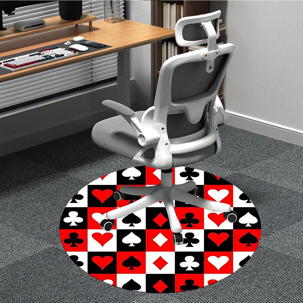 1pc Playing Cards Symbols Office Round Area Rug, Indoor Mat Suitable ForOffice, Under Office Chairs Bedroom Living Room Home Decor, Room Decot176