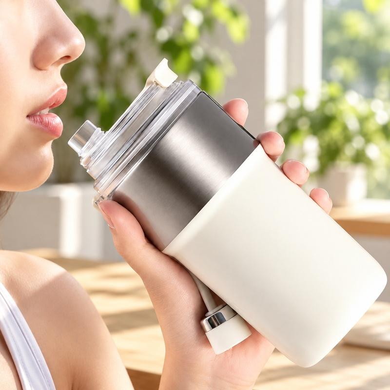 350ml Stainless Steel Portable Vacuum Juicer with USB Charging, Double-Layer Insulation and 26-Blade High-Speed Motor for Fresh