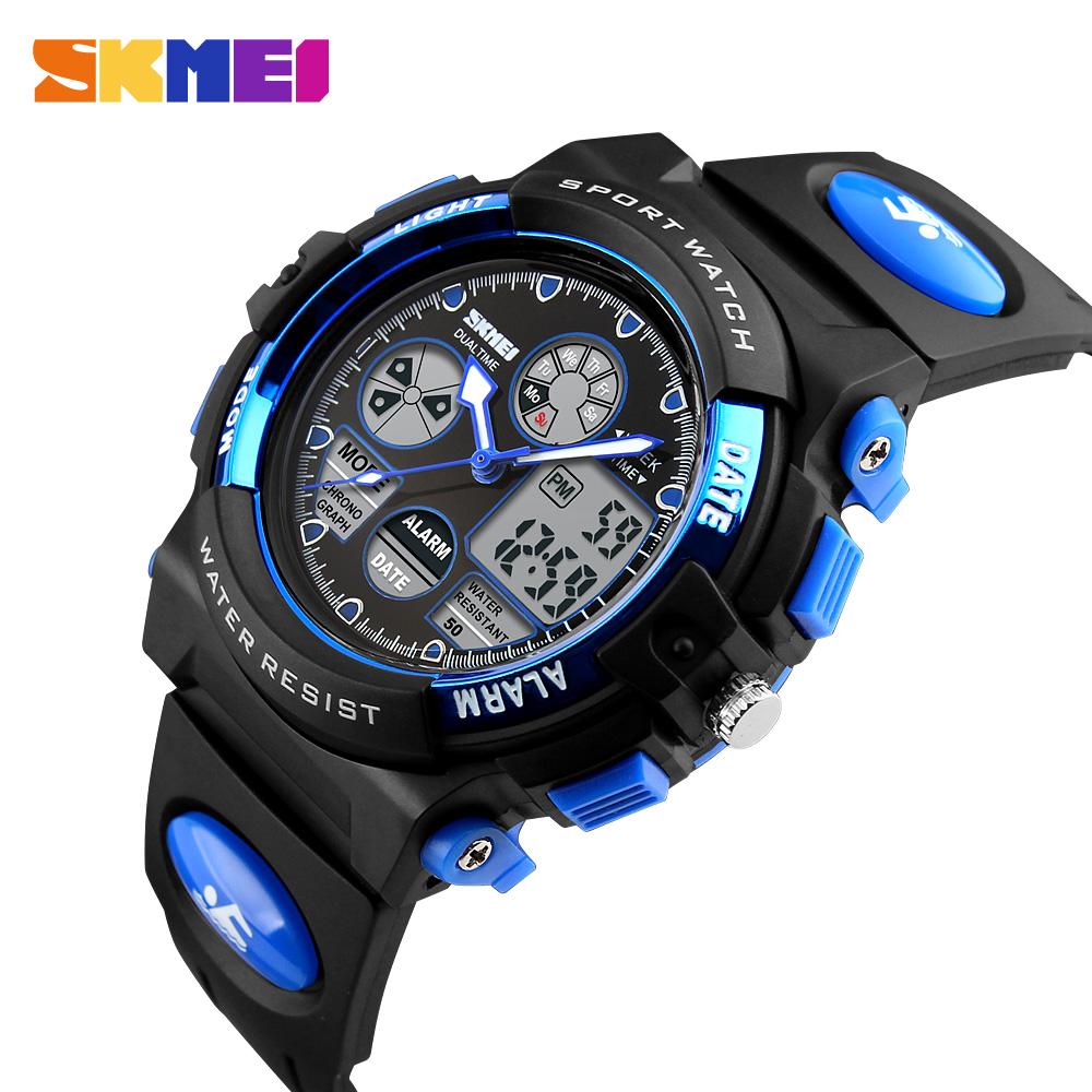 1163 Uhren Kinder Outdoor Sport Kinderuhr Digital Quarz Armbanduhr für Jungen Mädchen Uhren mit PU-Armband Band Alarm LED Leuchtend Wasserdicht